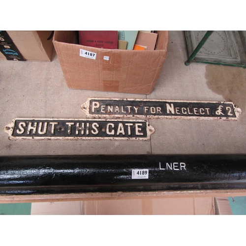 4190 - Two North Eastern design cast iron signs - 