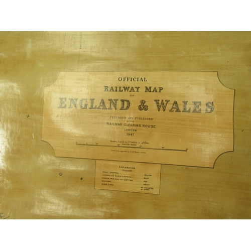 4191 - Official Railway map of England and Wales dated 1947 in rolled form, showing the big 4 before nation... 