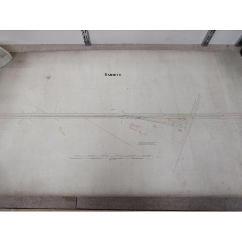 4206 - Two rolled original track and station plans for Emneth Norfolk, drawn 1921 and revised 1923, and Swa... 