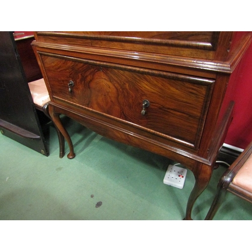 52 - A George II revival figured walnut chest on stand of two short over four long drawers, with chamfere... 