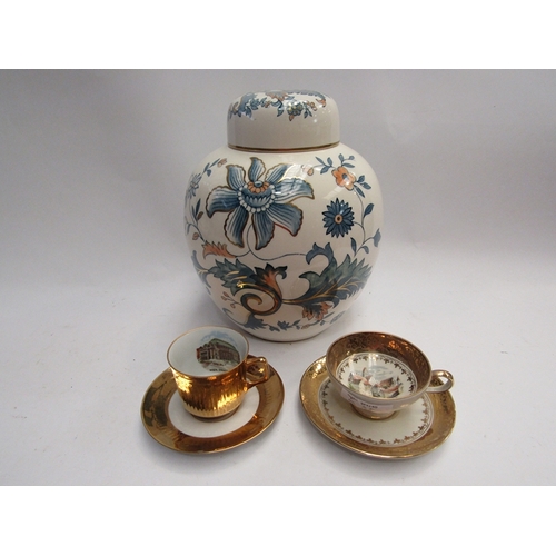 391 - A Masons lidded ginger jar, two cabinet cups and saucer, one made in Vienna