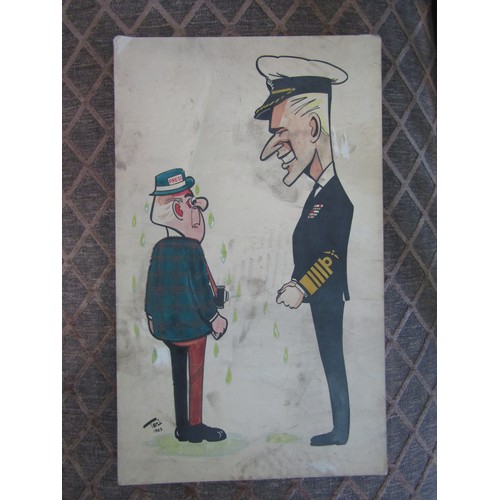 1375 - Jak-Raymond Jackson (1927-1997): Two pen and ink and watercolour cartoons on board depicting politic... 