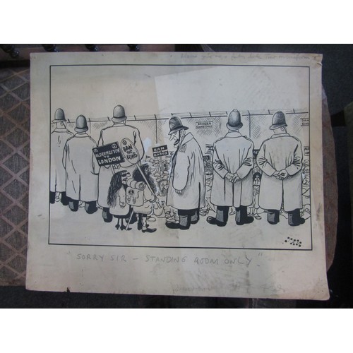 1375 - Jak-Raymond Jackson (1927-1997): Two pen and ink and watercolour cartoons on board depicting politic... 