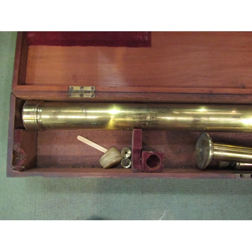 15 - A Victorian brass table top telescope in mahogany box