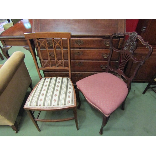 167 - A late Victorian chair with shaped and carved back and an Edwardian Sheraton style chair (2)   (E) £... 