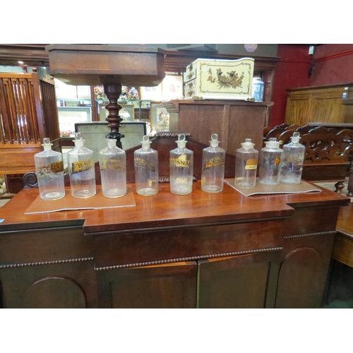 189 - Nine 19th Century apothecary bottles, one missing stopper