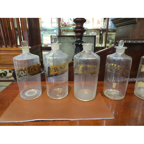 189 - Nine 19th Century apothecary bottles, one missing stopper