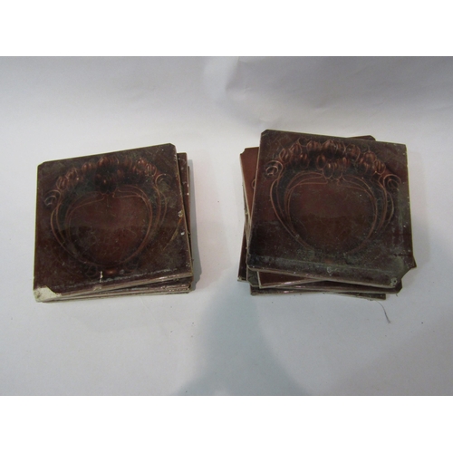 280 - Nine Art Nouveau brown fireside tiles   (R) £25