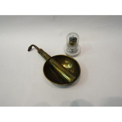 283 - A 19th Century brass medical ear trumpet, indistinct maker's mark and a glass Victorian inhaler