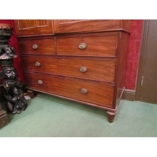 187 - A 19th Century mahogany linen press of small proportions. 163cm x 120cm x 56cm