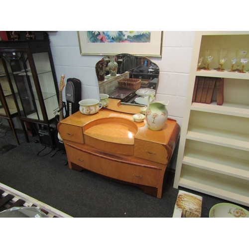 1037 - A BSS Deco dressing chest with shaped cloud mirror, bird's eye maple veneer, 132cm x 125cm x 50cm   ... 