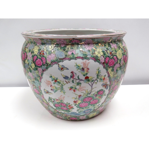 1059 - A Chinese fish bowl with character mark stamp to base, 30.5cm tall x 37cm diameter