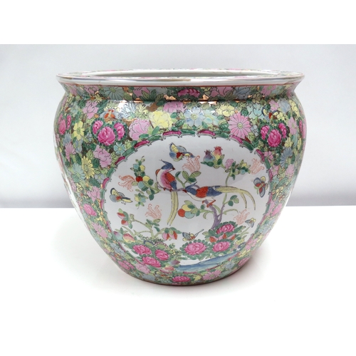 1059 - A Chinese fish bowl with character mark stamp to base, 30.5cm tall x 37cm diameter