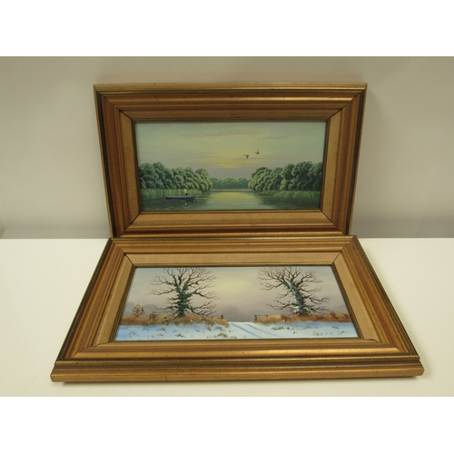 1103 - S.F CLARKE (Broadland artist) - 'Winter Light' & 'Quiet Evening, Rollesby Broad', oils on board. 14c... 