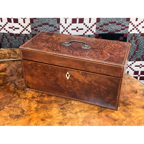 1177 - A 19th Century burr walnut tea caddy with twin box interior and mixing bowl space. 15cm x 30.5cm x 1... 