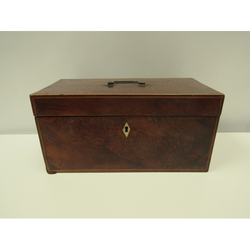 1177 - A 19th Century burr walnut tea caddy with twin box interior and mixing bowl space. 15cm x 30.5cm x 1... 