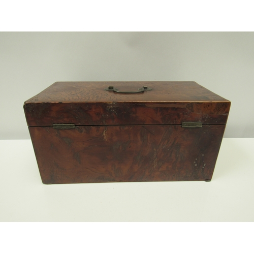 1177 - A 19th Century burr walnut tea caddy with twin box interior and mixing bowl space. 15cm x 30.5cm x 1... 