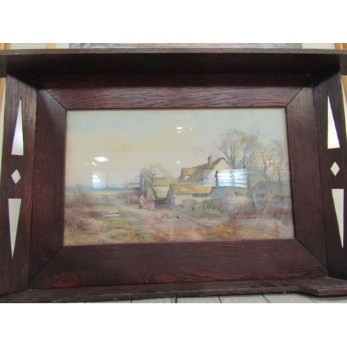 1193 - An Art Deco oak frame with lithograph after Sylvester Stannard 1870-1951, 42cm x 76cm total