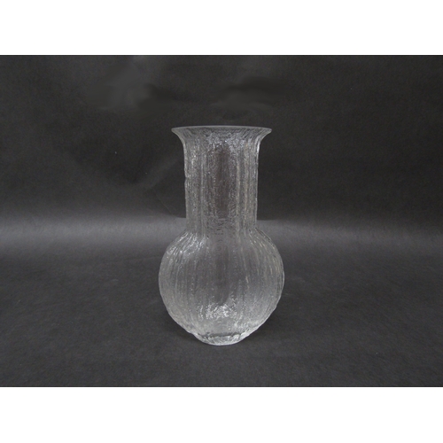 1244 - A Timo Sarpaneva rare clear glass vase for littala Glass, Finland with etched TS to base, 23cm high