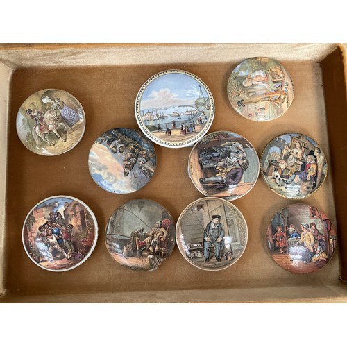 1248 - Ten various 19th Century Prattware pot lids