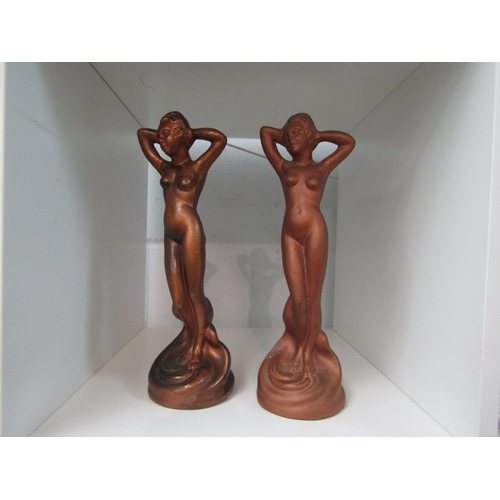 1350 - Two similar ceramic Art Deco/Art Nouveau style nude female figures, 28cm high    (E) £12-20