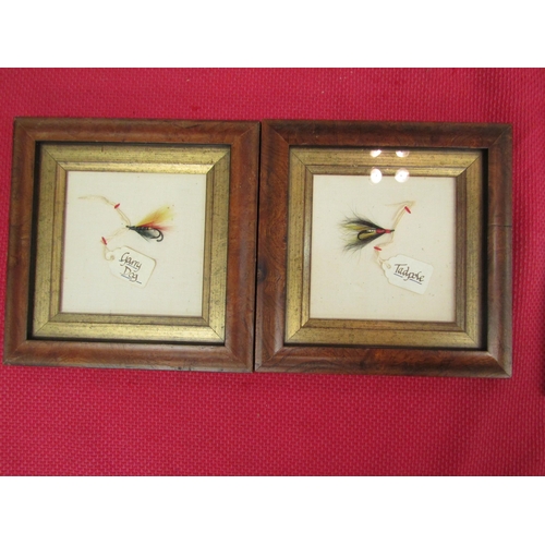 1451 - A pair of fish flies, Garry Dog and Tadpole in burr elm frames