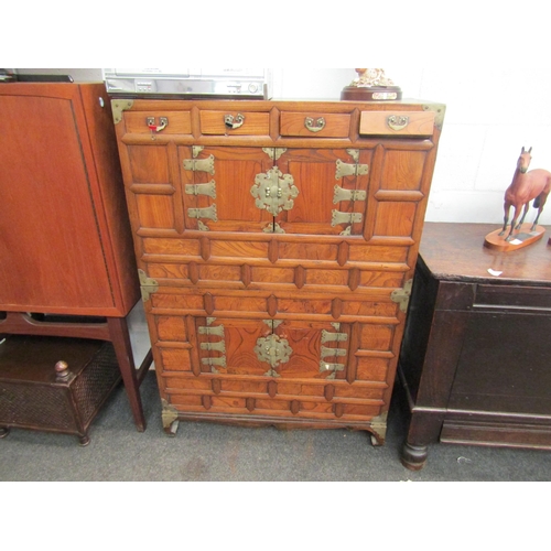 1029 - A Chinese chest on chest, drawer missing. 124cm x 84cm x 37cm