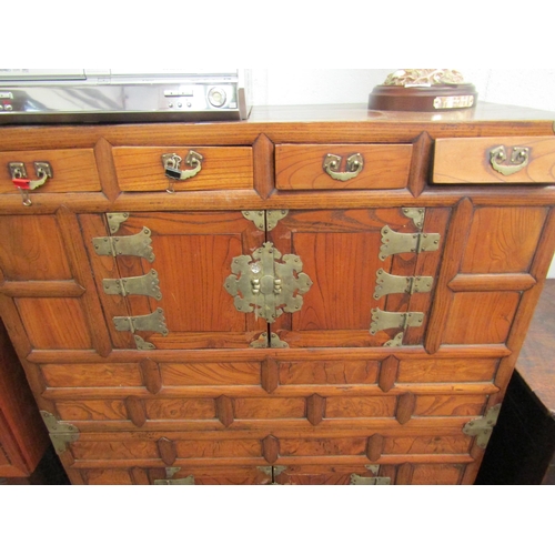 1029 - A Chinese chest on chest, drawer missing. 124cm x 84cm x 37cm