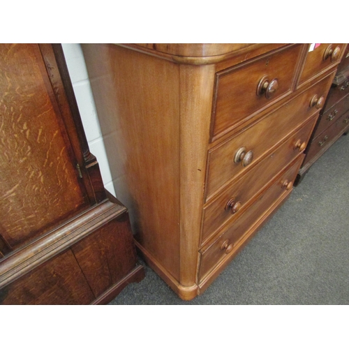 1060 - A Victorian mahogany chest of two over three drawers with rounded corners and bun handles, 112cm x 1... 