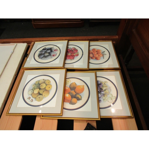 1092 - TONI HAYDEN (XX-XXI): Six proof prints depicting fruit on plates, framed and glazed, 27cm x 27cm   (... 