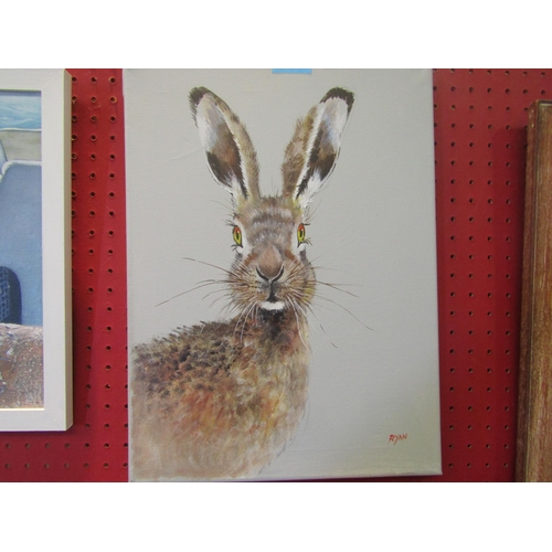 1114 - RYAN: An acrylic on canvas of a Hare, 40cm x 30cm