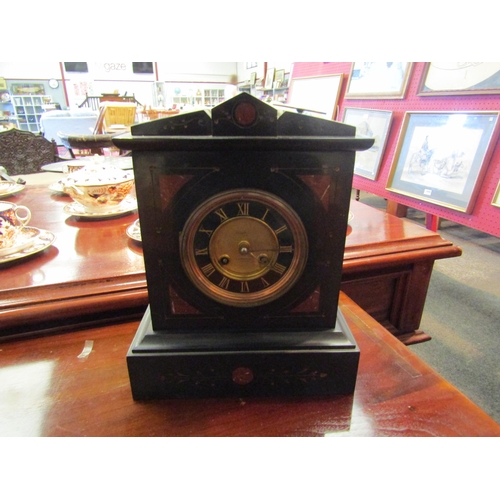 1123 - A Haskell of Ipswich slate and marble mantel clock    (R) £25