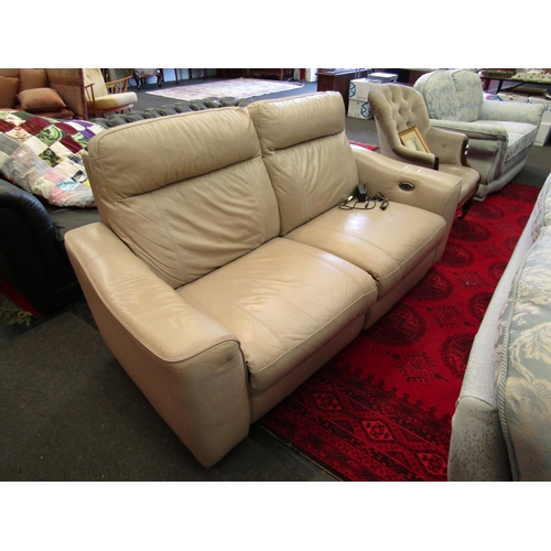 1150 - A beige leather twin section electric recliner sofa