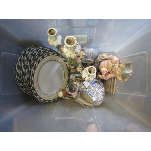 1182 - A box of china and glasswares including vases, figures, dinner plates etc. Some a/f