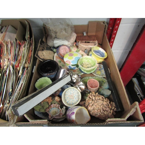 1212 - A box of assorted pottery and china items etc.