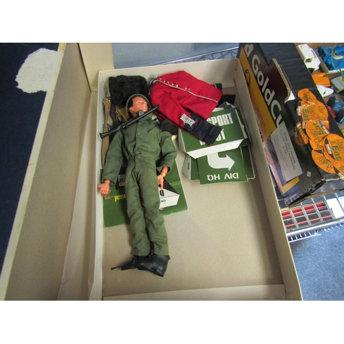 1238 - A Norwich City commemorative flag, World Cup final film reels and an action man