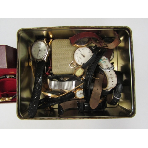 1288 - A tin containing miscellaneous watches including Lorus, Rotary etc