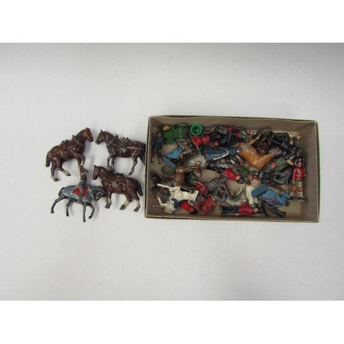 1296 - A quantity of played with lead figures, horses, soldiers, pigs, etc     (R) £25