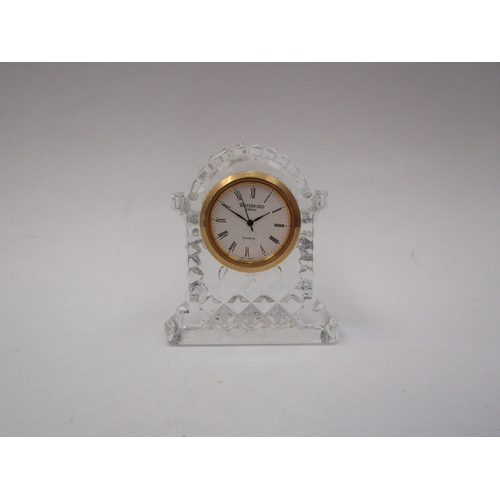 1298 - A Waterford crystal clock of small proportions. 7.5cm high