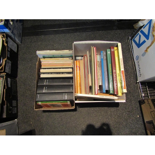 1396 - Two boxes of books relating to traction engines, steaming journal etc