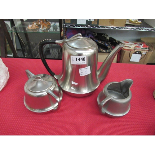 1448 - A retro 1960s pewter three piece coffee set