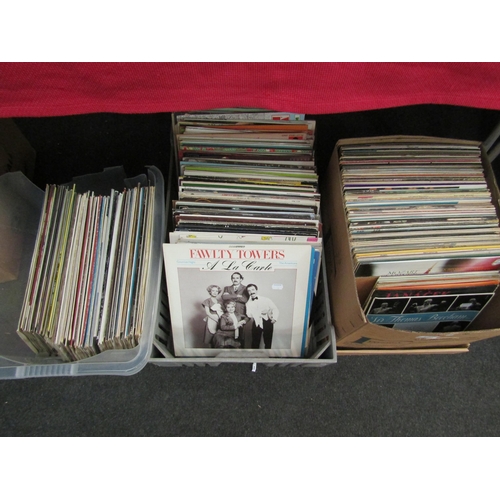 1486 - Three boxes of assorted LP's including classical titles, soundtracks, comedy records, etc    (E)  £1... 