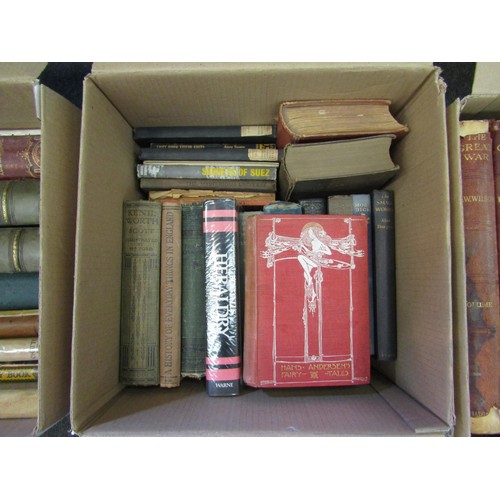 1156 - Three boxes of mixed books, including late 19th Century edition of Hans Andersen's Fairy Tales, colo... 