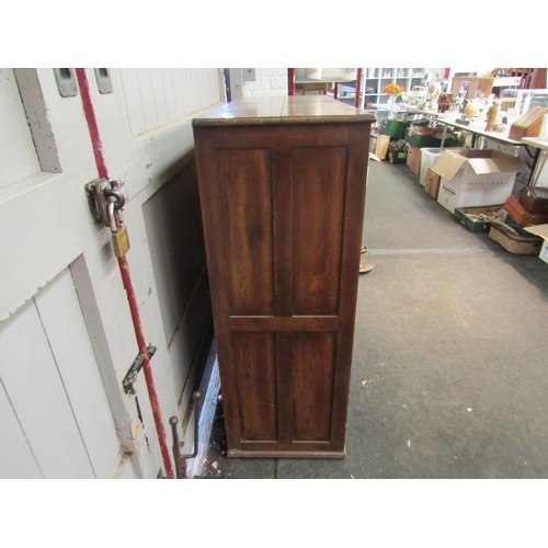 1190 - A reproduction oak display cabinet, cupboards over three further cupboards with plug in lights to ba... 