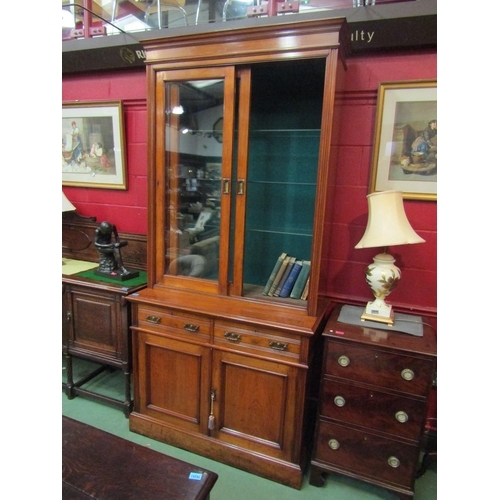 4131 - A late Victorian satin walnut chemist/doctor's cabinet on base the two glazed sliding doors with wor... 