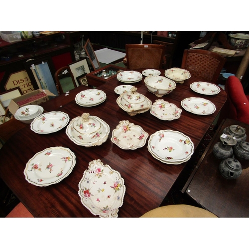 4203 - A selection of Victorian white ground table wares with gilt embellishment and floral sprays includin... 