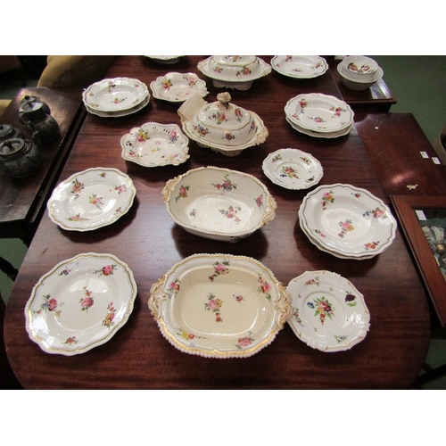 4203 - A selection of Victorian white ground table wares with gilt embellishment and floral sprays includin... 