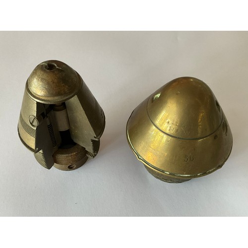 5442 - Two WWI impact shell heads, one with cross-section for training