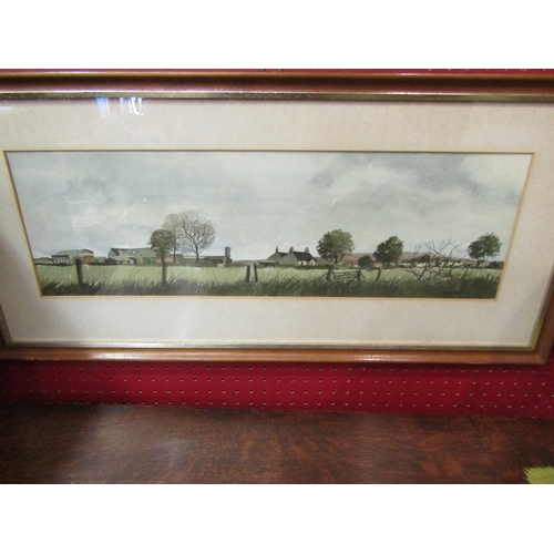 4030 - SYD WALKER: Rural landscape watercolour depicting farm Drum of Dun, Montrose, Angus, Scotland. Frame... 