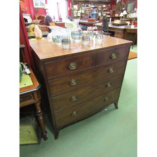 4054 - An Edwardian satinwood inlaid mahogany chest of two short over three long drawers, 98.5cm wide x 50c... 